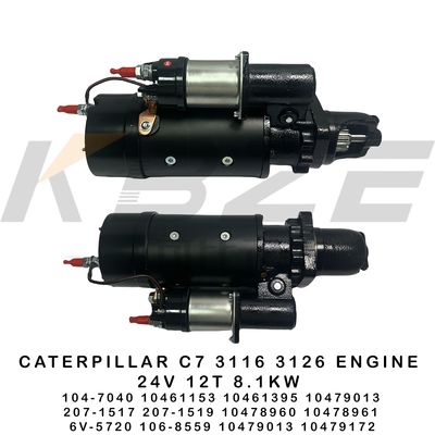 6V-5720 106-8559 CAT C7 3116 3126 ENGINE 24V 12T 8.1KW STARTER MOTOR 104-7040 10461153 10461395 207-1517 207-1519 FOR E320 E322 E325 EXCAVATOR